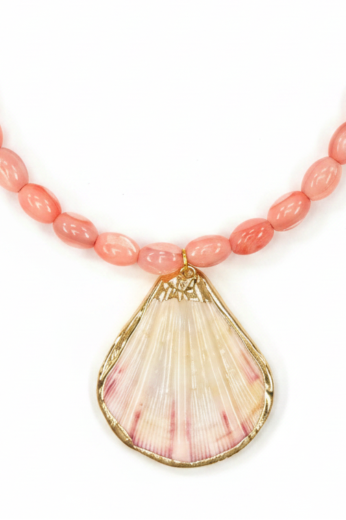 Closeup beads and seashell no clasp