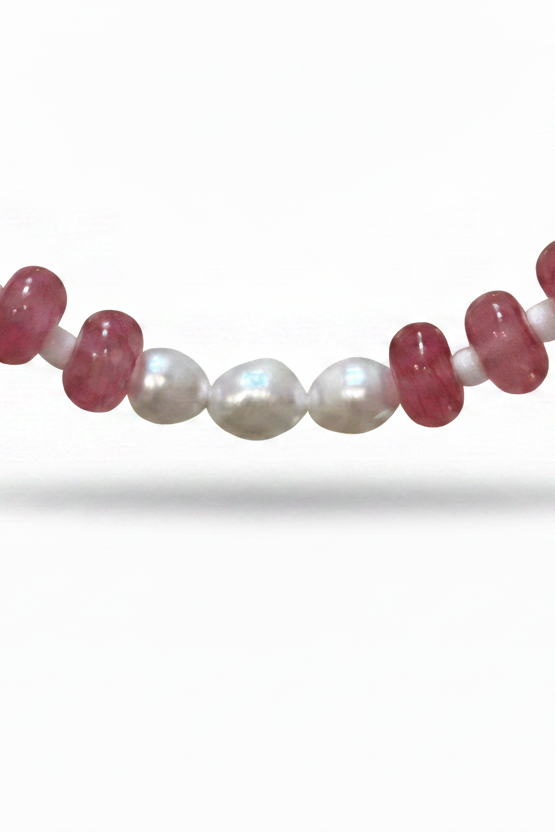 Closeup of pearl accent beads